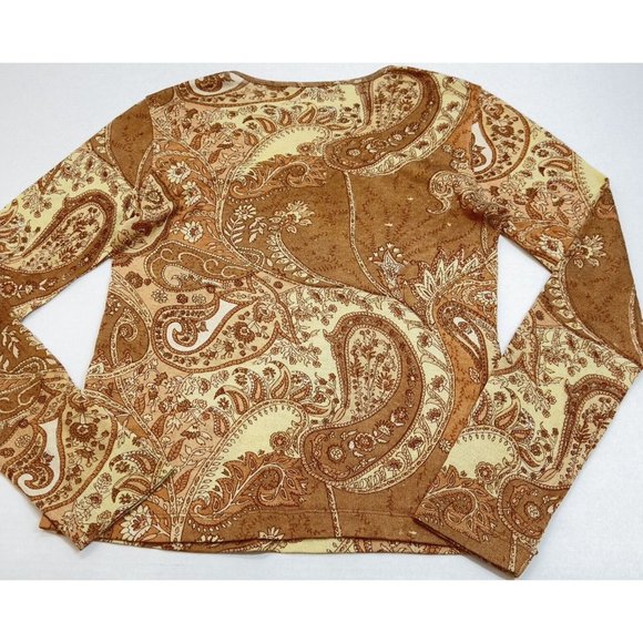 Womens Size Medium Olivier Goureau Cashmere and Silk Blend Paisley Print Sweater - Picture 8 of 9